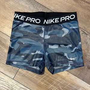 Nike Pro Blue and Black Camo Shorts